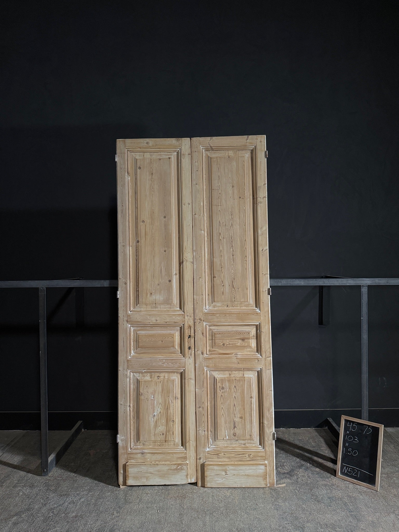 Antique 3 Panel Solid Double Doors - 45.75x103 - N521