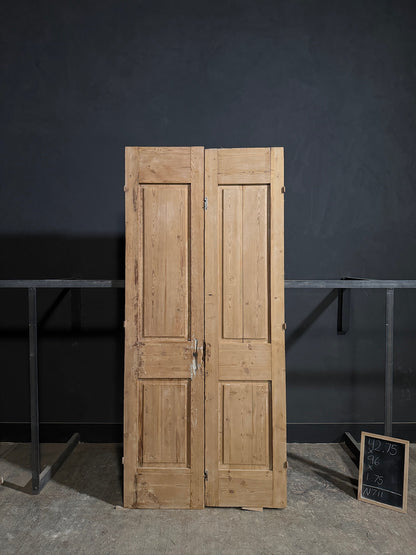 Antique Carved 3 Panel Double Doors - 42.75x96 - N711
