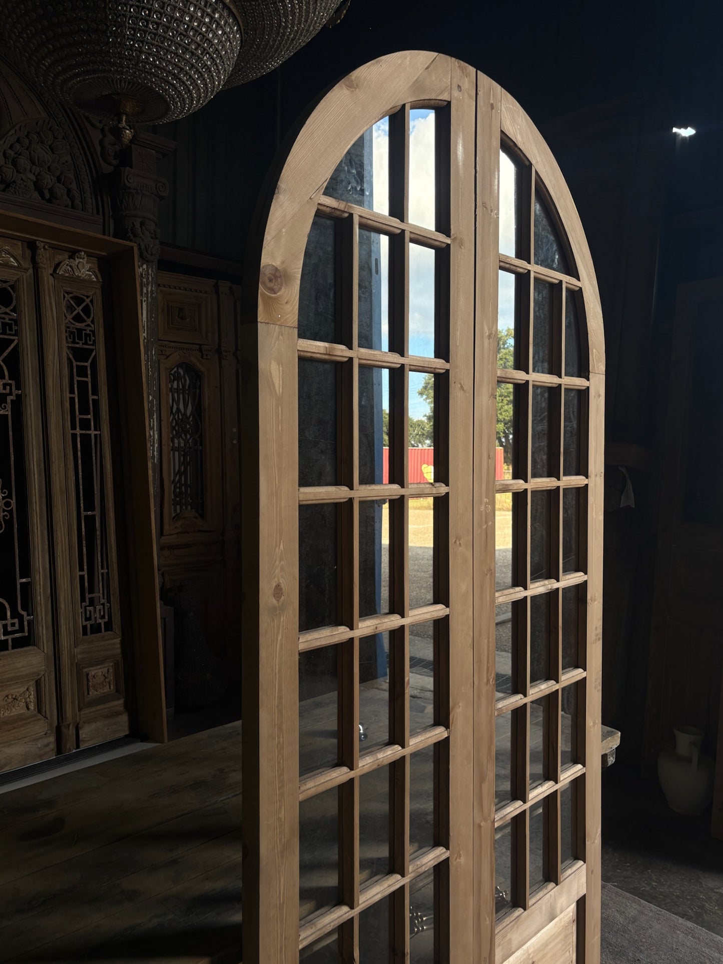 (The Ellenor) Handcrafted Arched Glass French Door - 48x96 L46