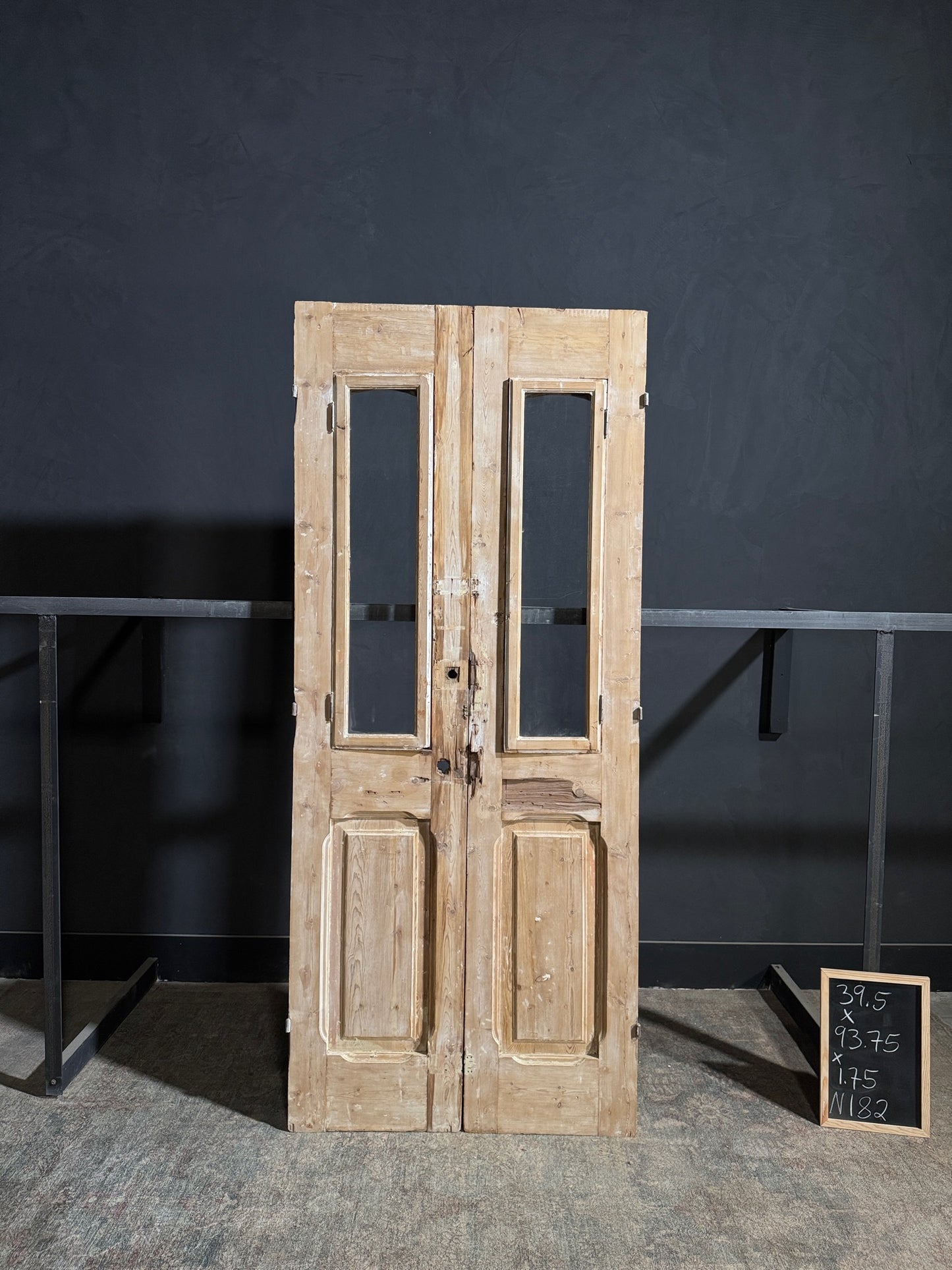 Antique Carved 1 Lite French Doors - 39.5x93.75 - N182
