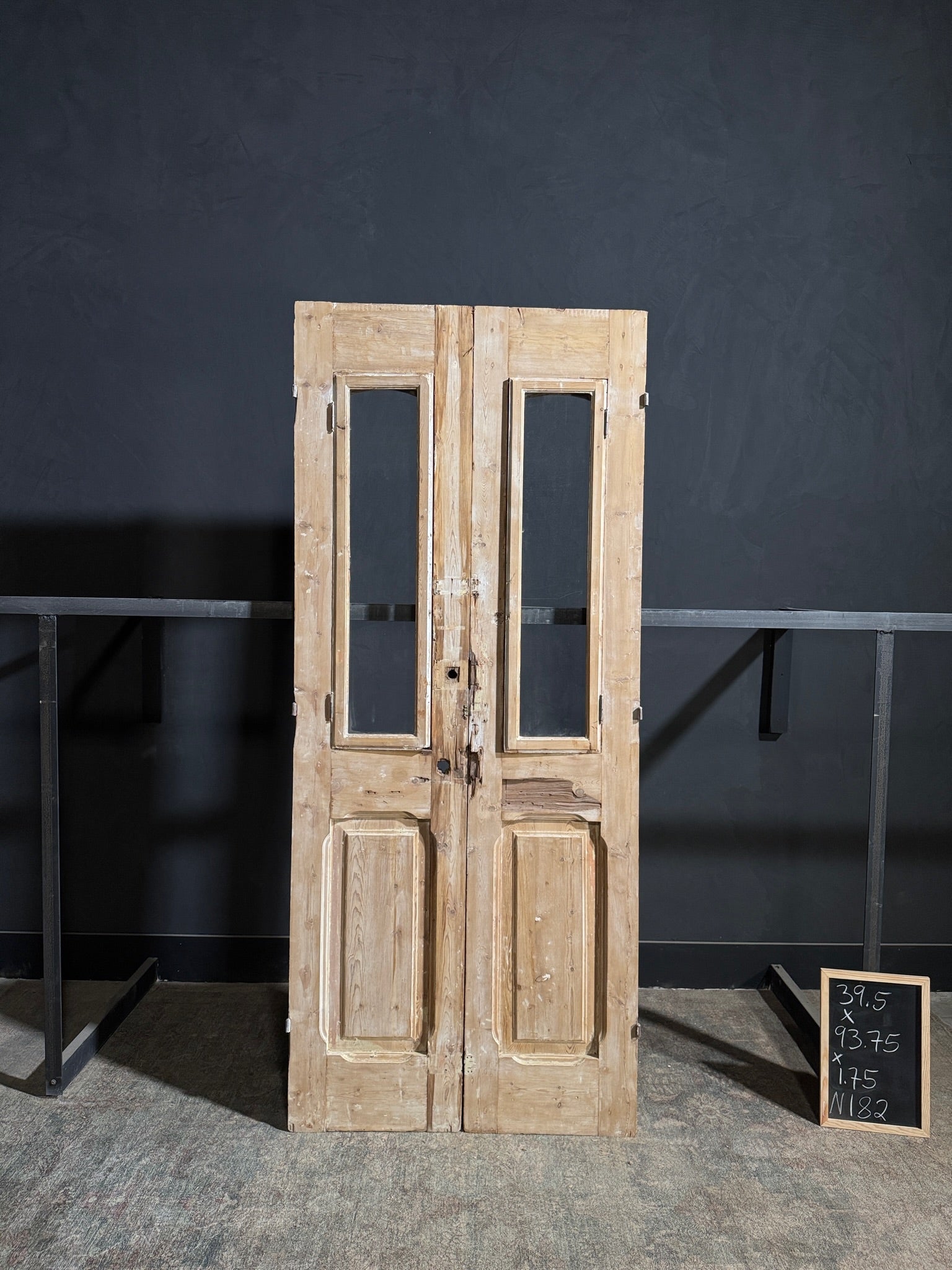 Antique Carved 1 Lite French Doors - 39.5x93.75 - N182