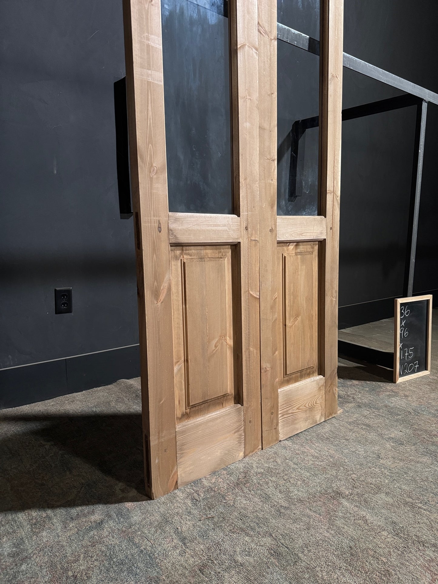 Handcrafted 2 Panel Arched Glass Double Doors - 36x96 - N207