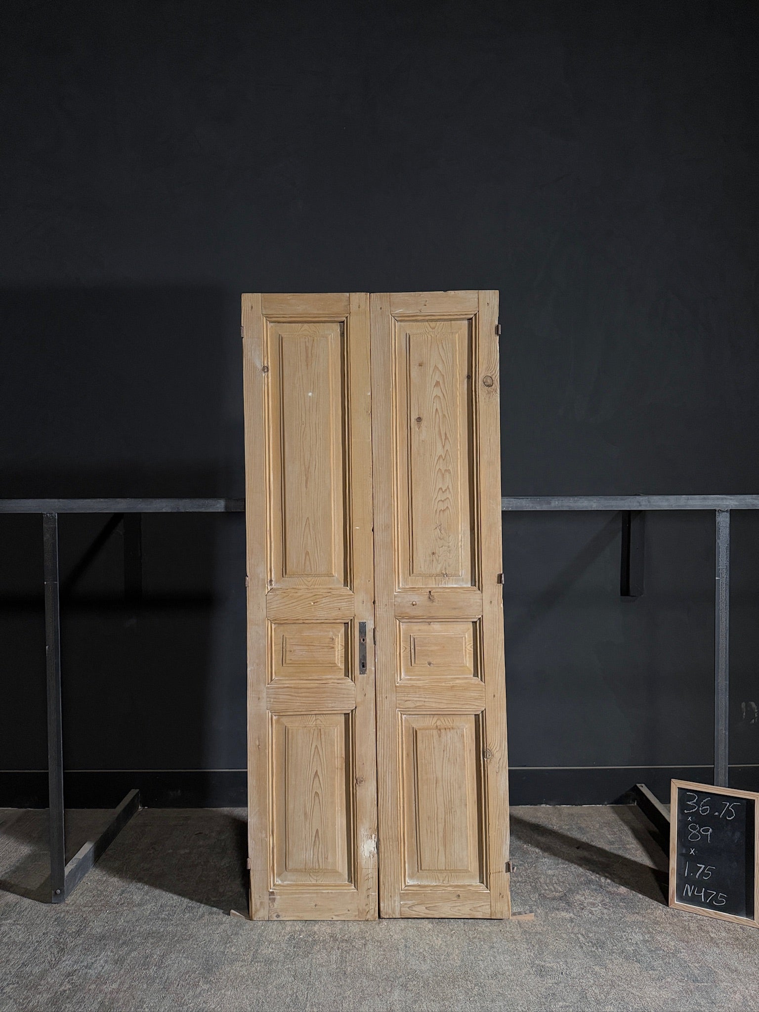 Antique 3 Panel Solid Double Doors - 36.75x89 - N475
