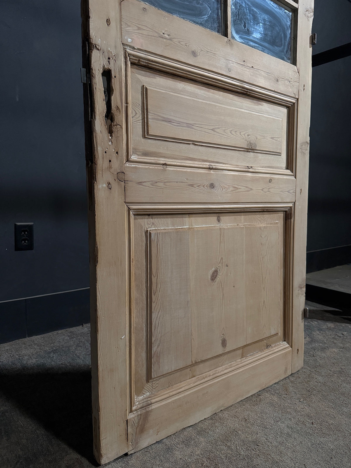 Antique Raised Panel Glass Pantry Door - 32.25x85 - N757