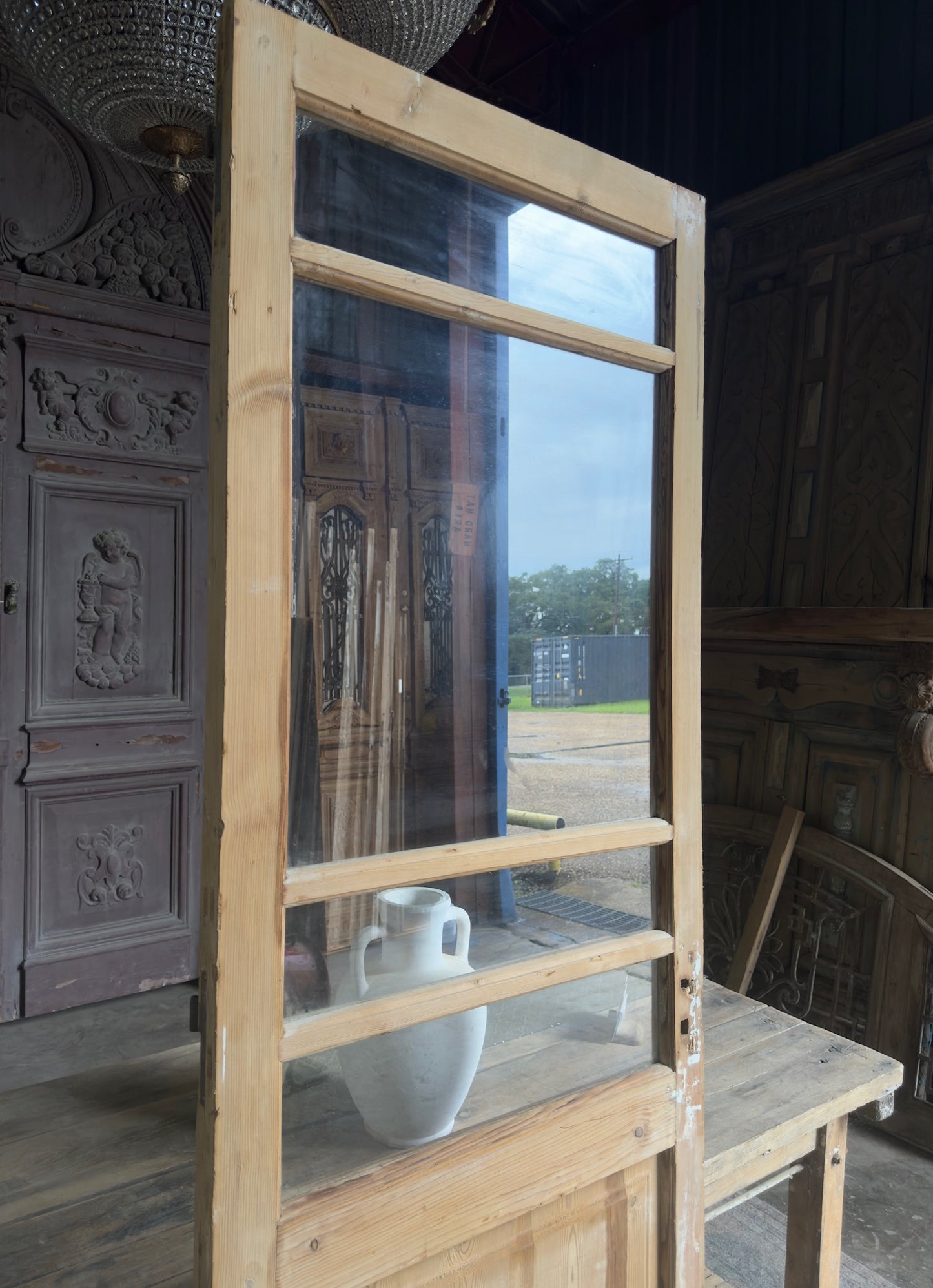 19th Century Antique Glass Single Door - 29.75x89 K130