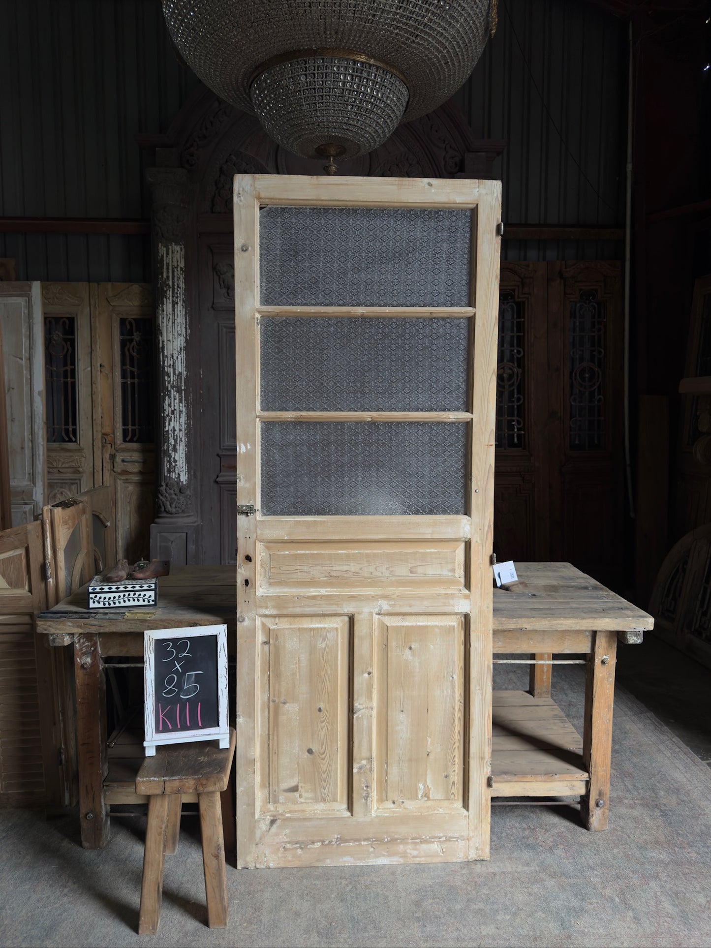 3 Lite Antique Glass Single Door - 32x85 K111