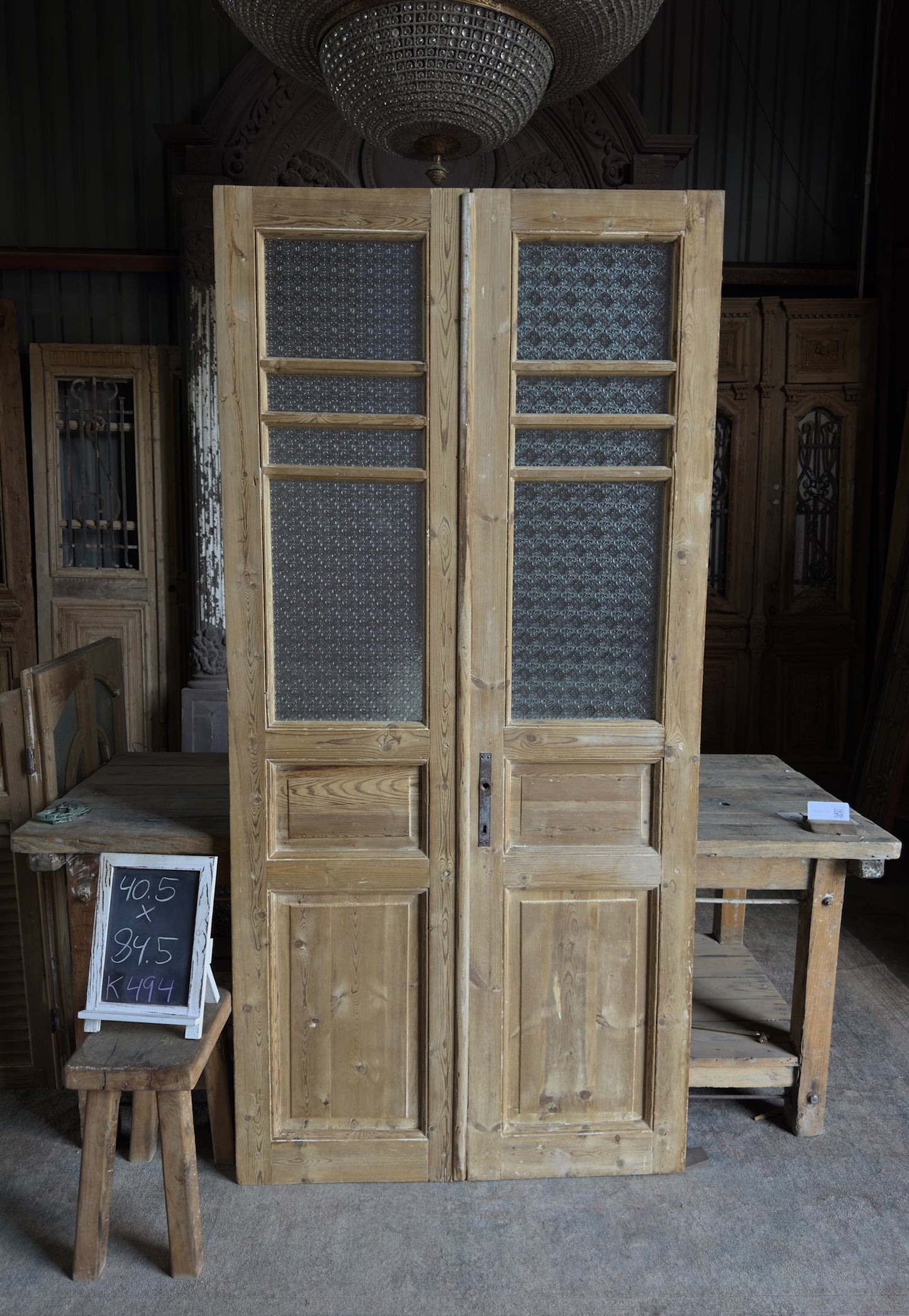 8 Lite European Antique Glass French Doors - 40.5x84.5 K494