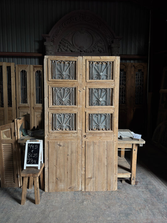 Antique Iron French Double Doors - 44.5x81.25 J54