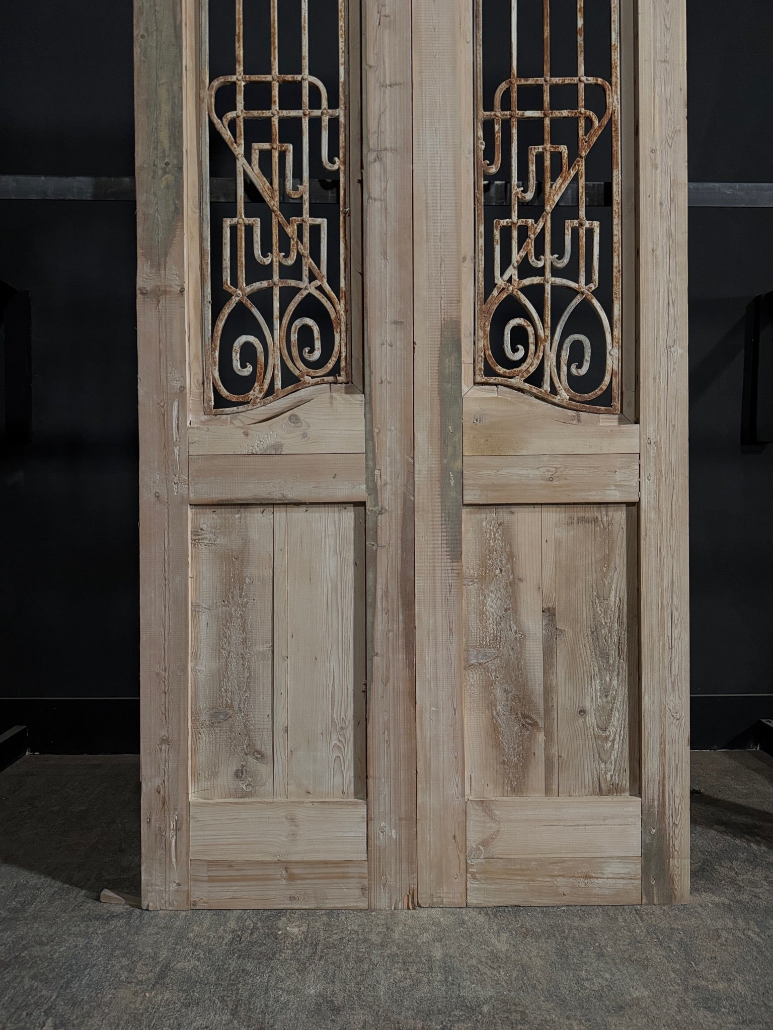 Antique Carved Iron French Doors - 44.5x99.5 - N272