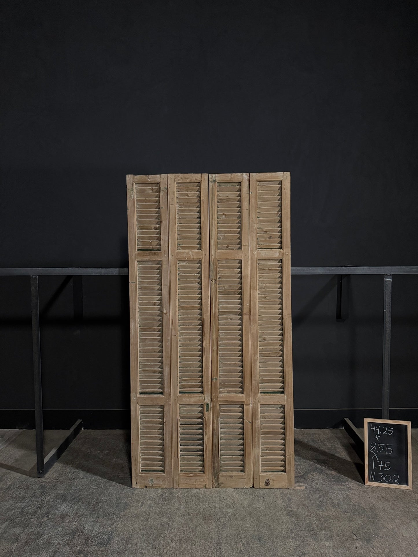 Antique Louvered 3 Panel Bi-Fold Doors - 44.25x85.5 - N302