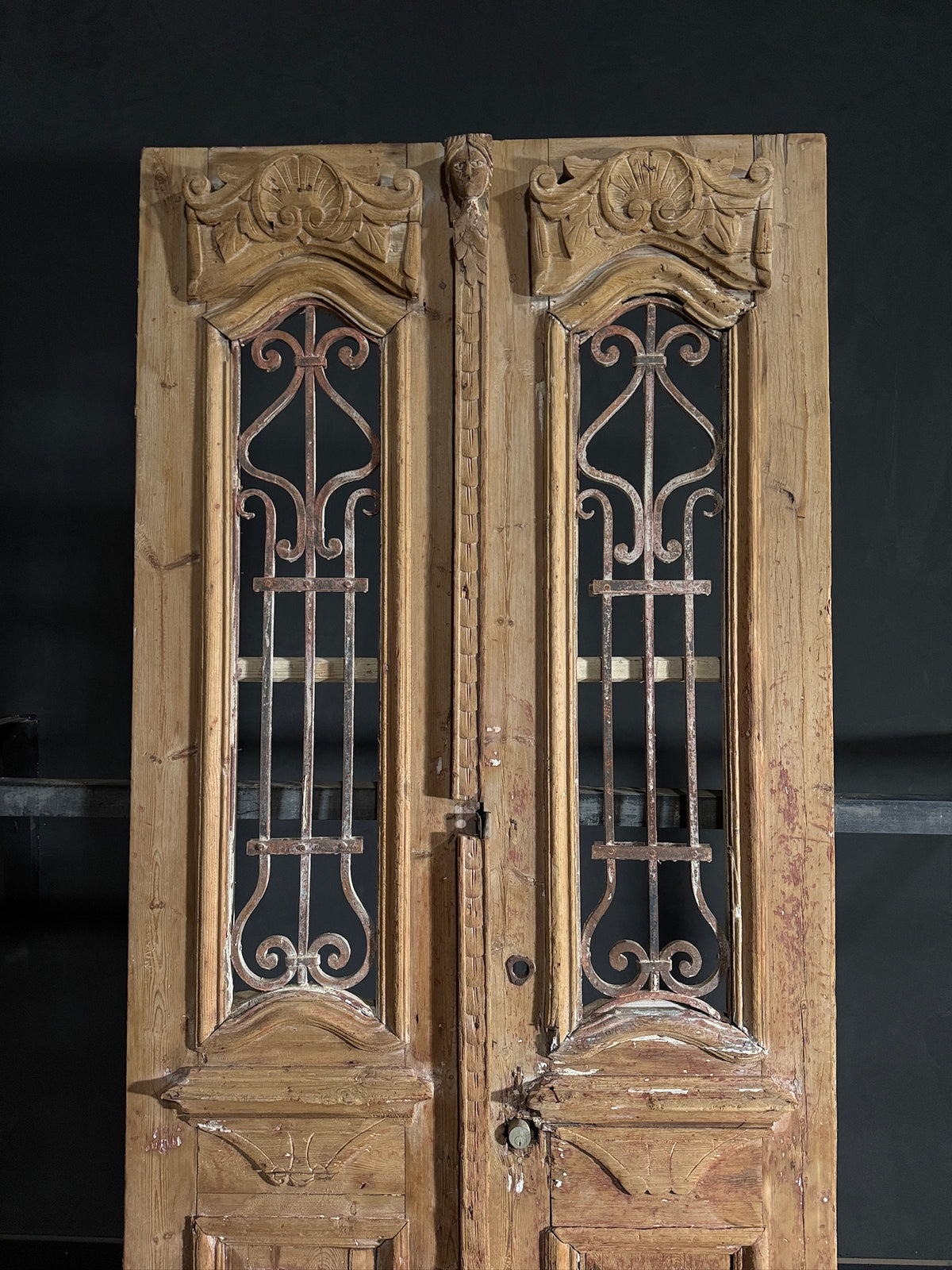 Antique Carved Iron French Doors - 41x99 - N598