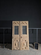 Antique Carved 1 Lite French Doors - 47x80.25 - N601