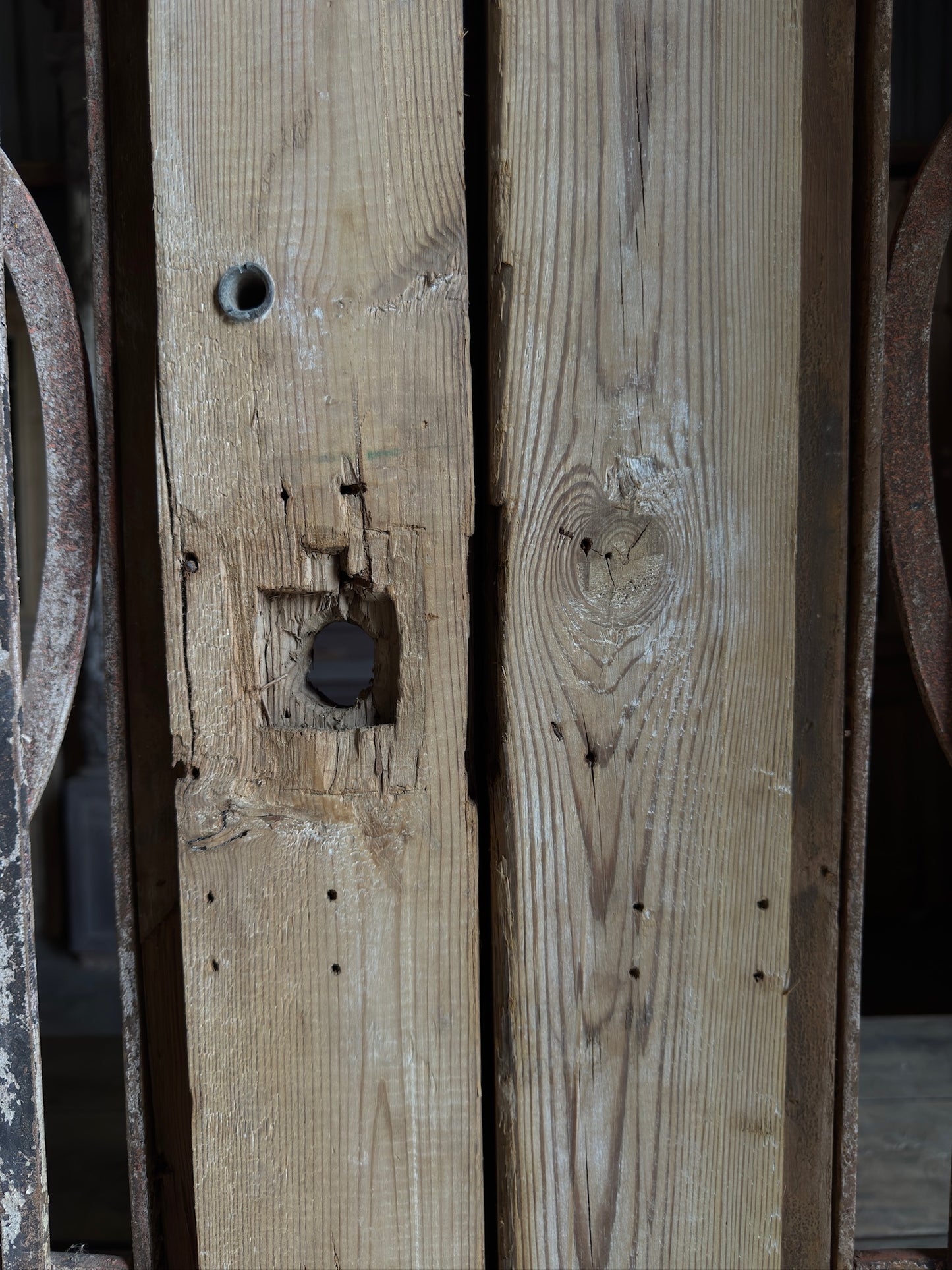 Antique Carved 2 Lite French Doors - 42.5x92.5 - L549
