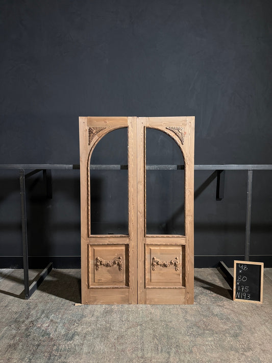 (Valencia) Handcrafted Arched Open Glass French Doors - 48x80 - N193