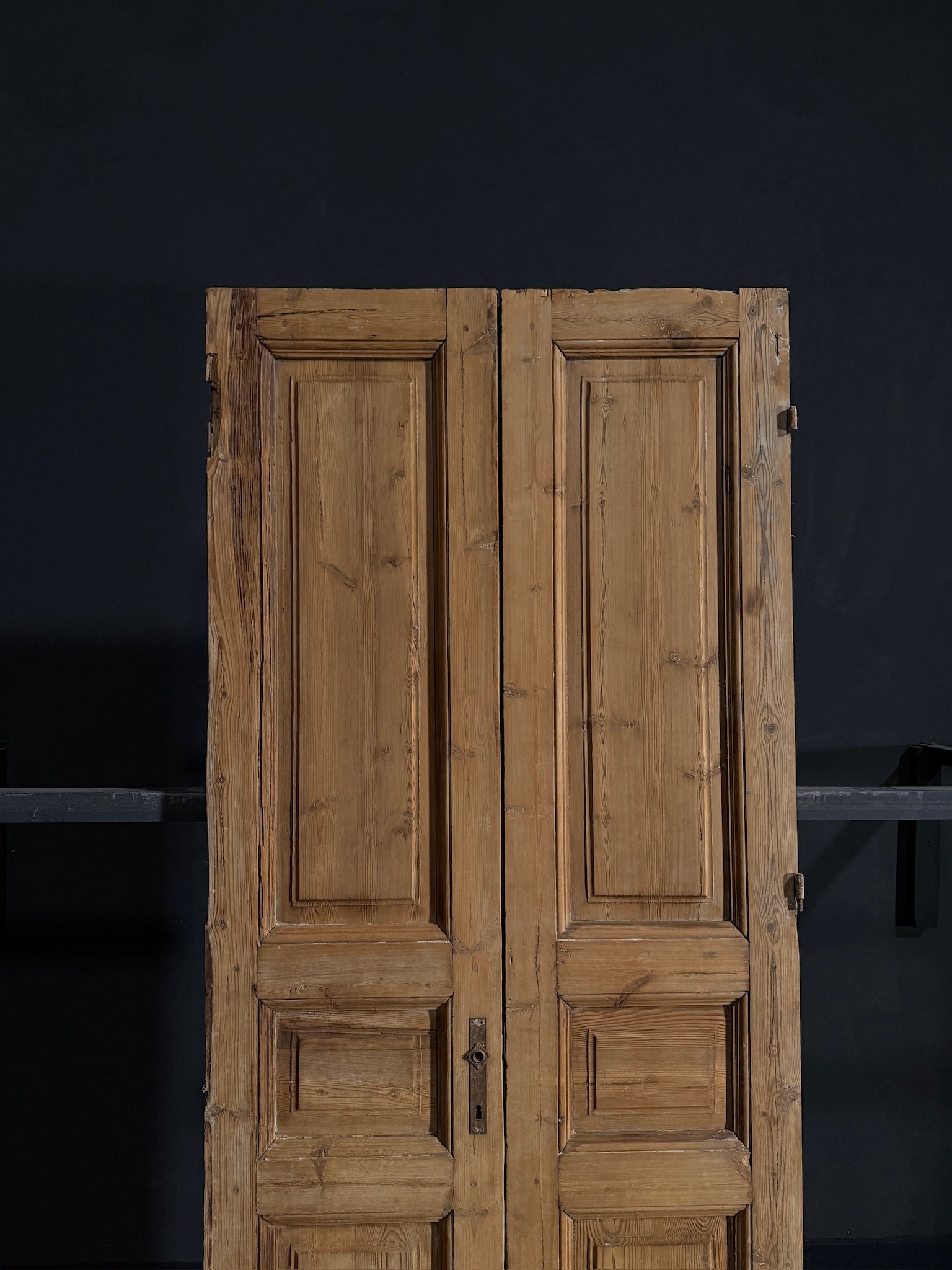 Antique Iron 3 Panel Double Doors - 37.75x93 - N13