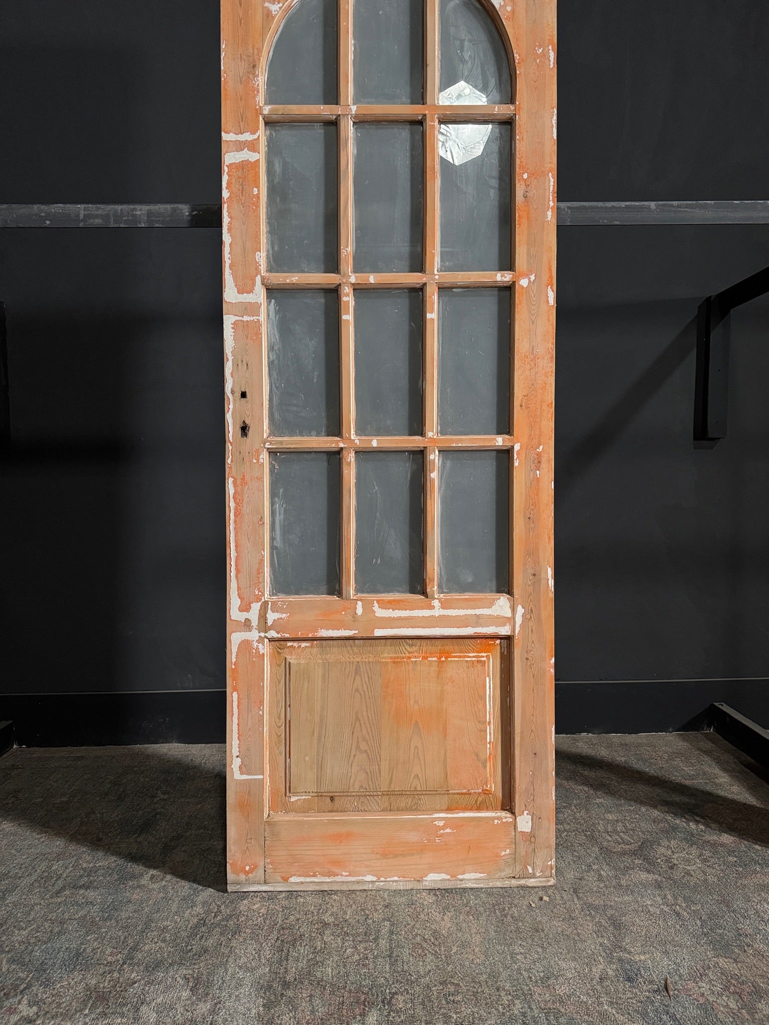 Antique Glass 12 Lite Arched Single Door - 28.5x84 - N80