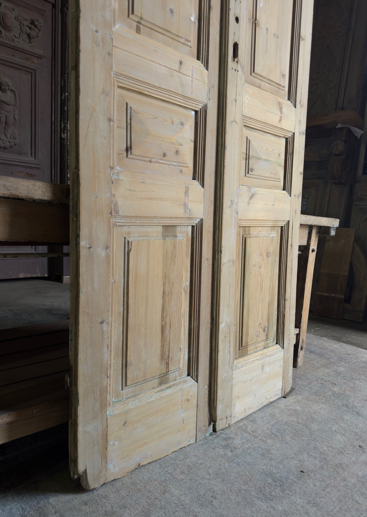 3 Panel Antique Solid French Doors - 39.75x103.5 K364