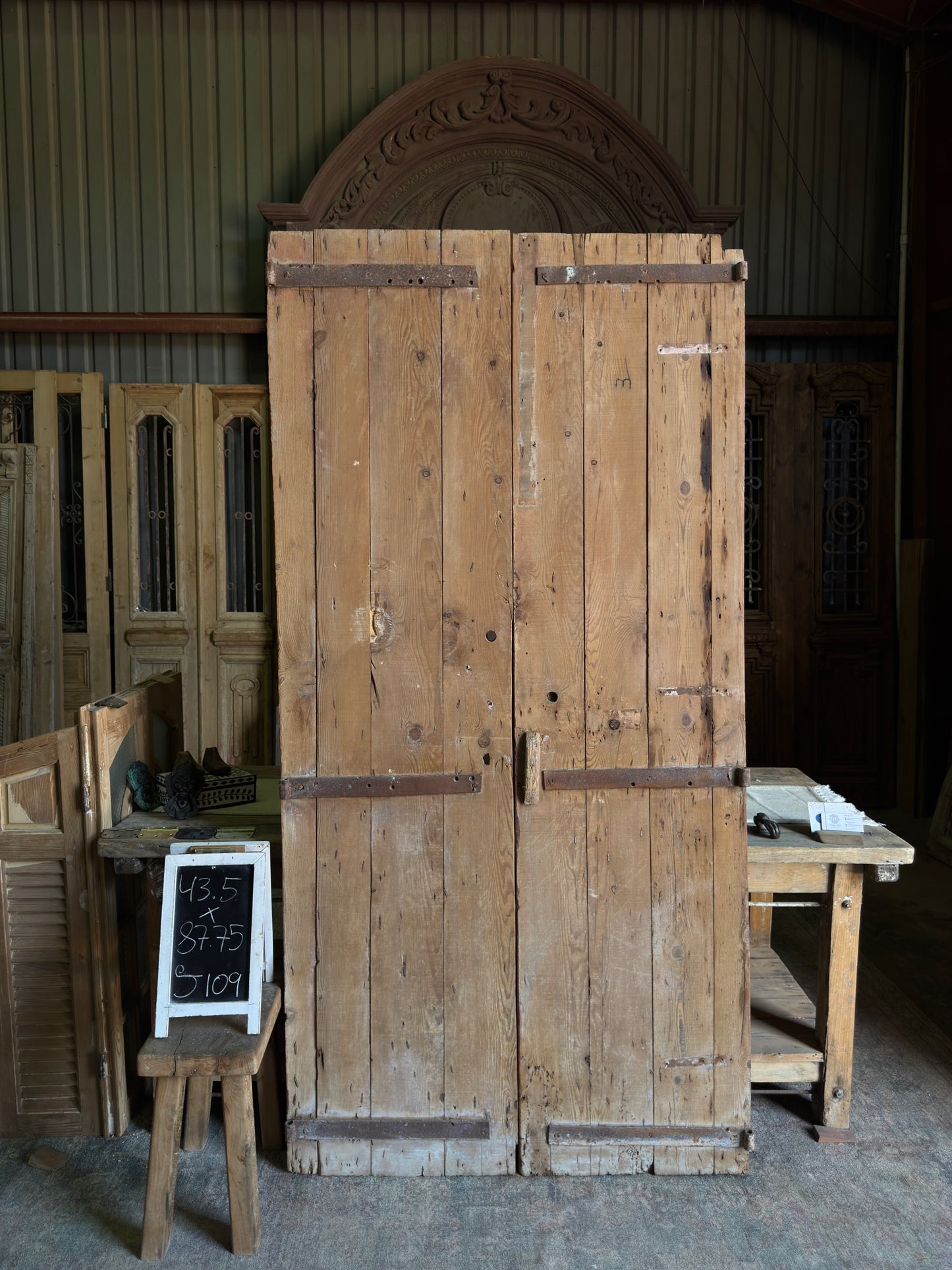 Hand Carved Solid Antique French Doors - 43.5x87.75 J109