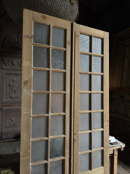 European Antique Glass French Doors - 45.75x96 J317