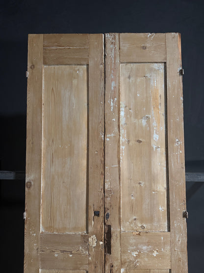 Antique Fluted 3 Panel Double Doors - 40.75x97 - N656