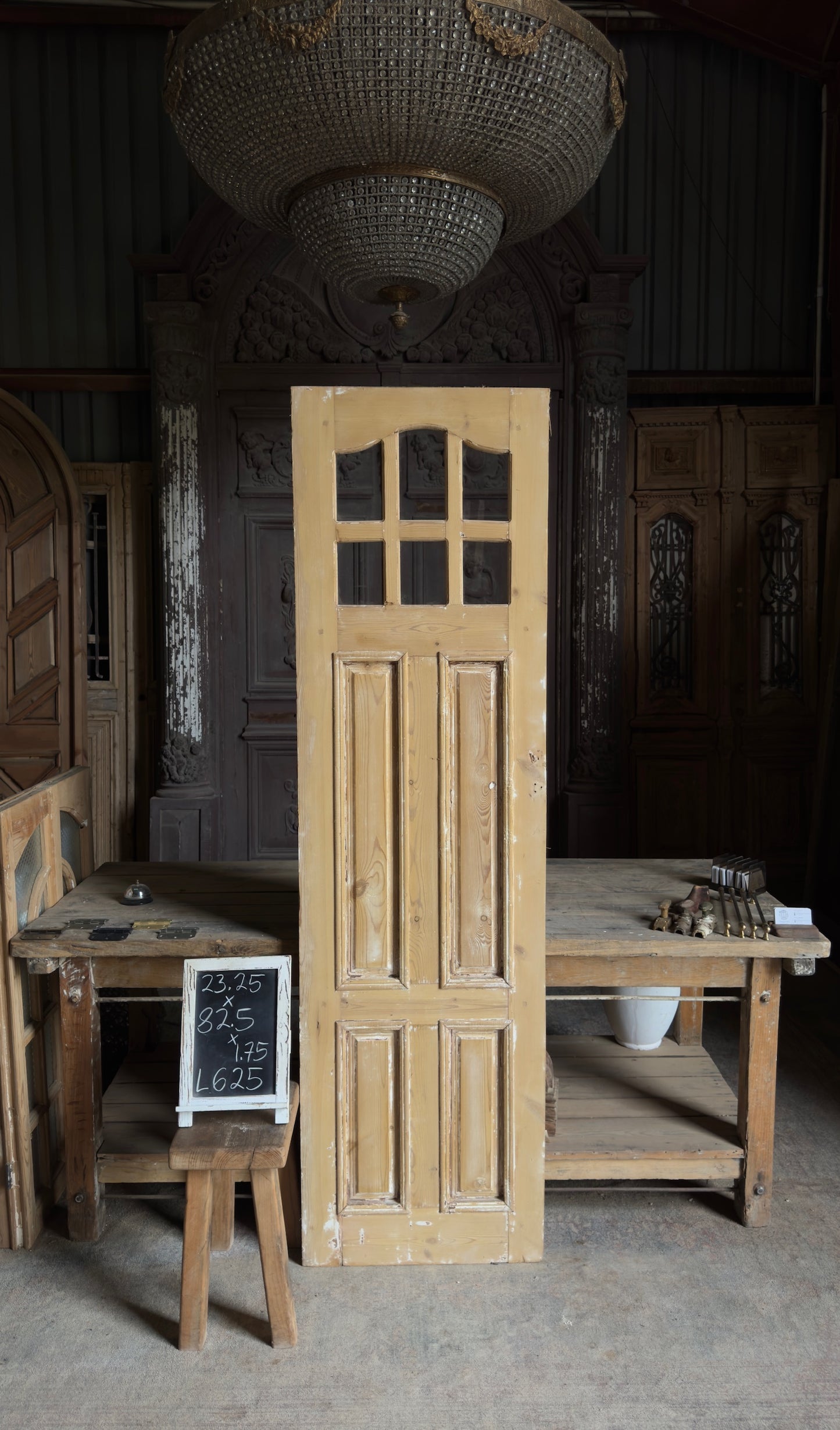 Antique Glass 6 Lite Arched Door - 23.25x82.5 - L625