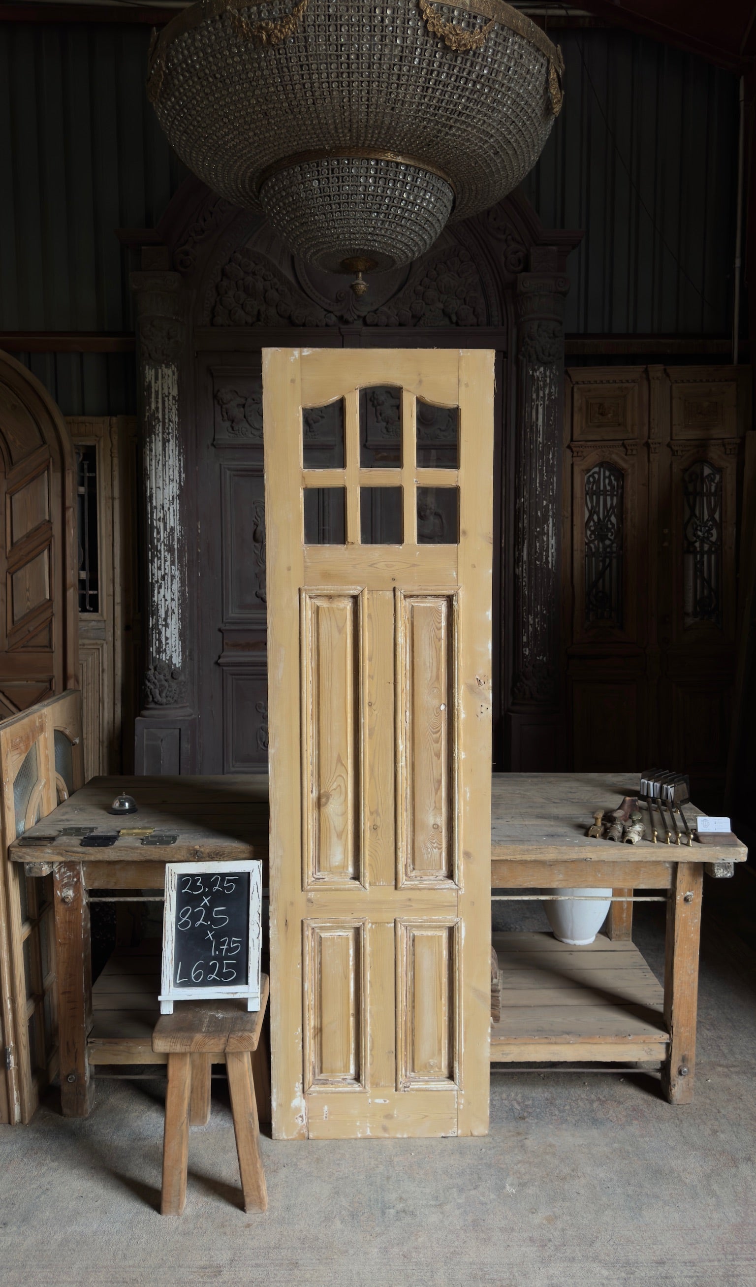 Antique Glass 6 Lite Arched Door - 23.25x82.5 - L625