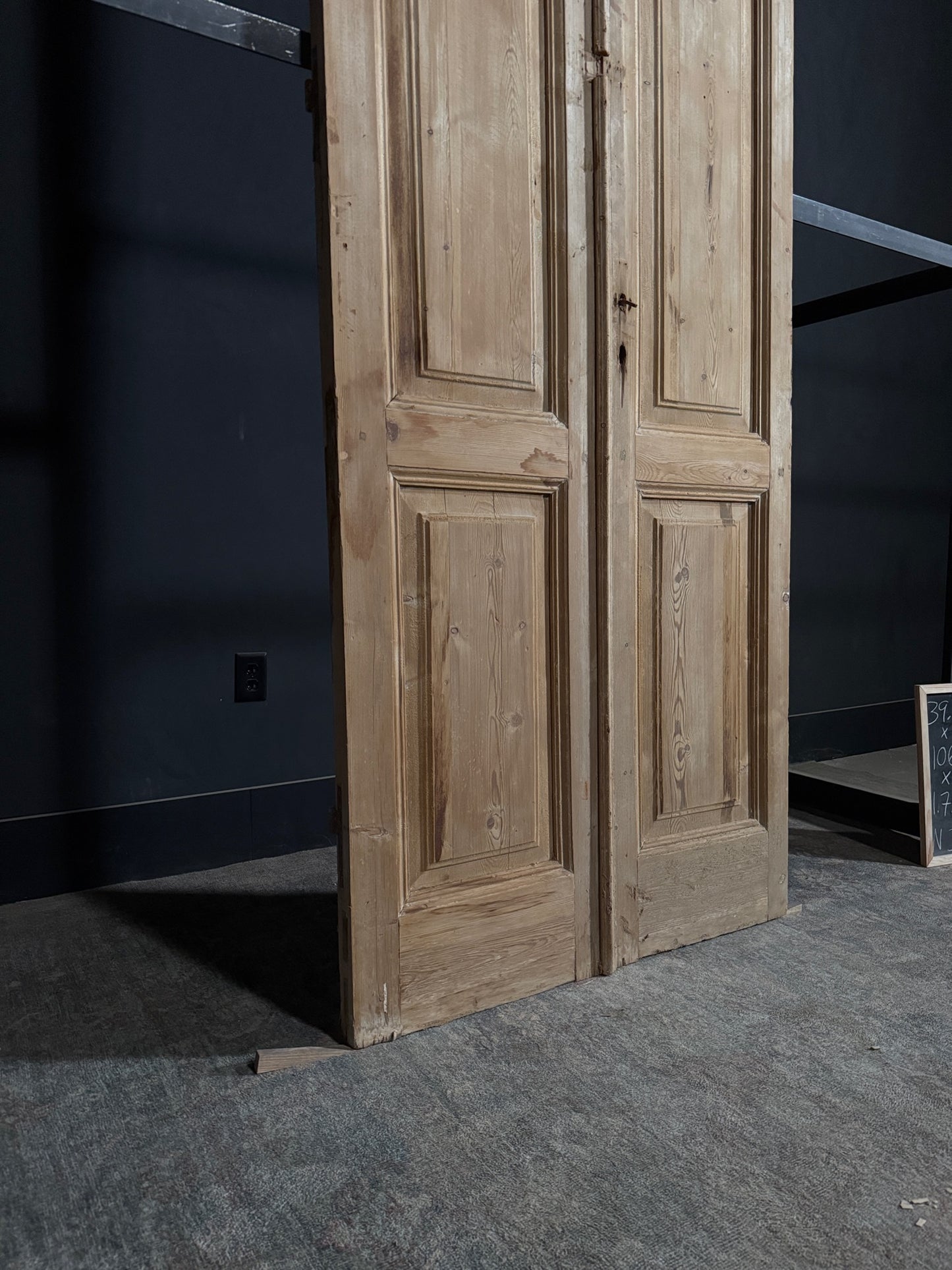 Antique 3 Panel Solid Double Doors - 39.5x106.25 - N385