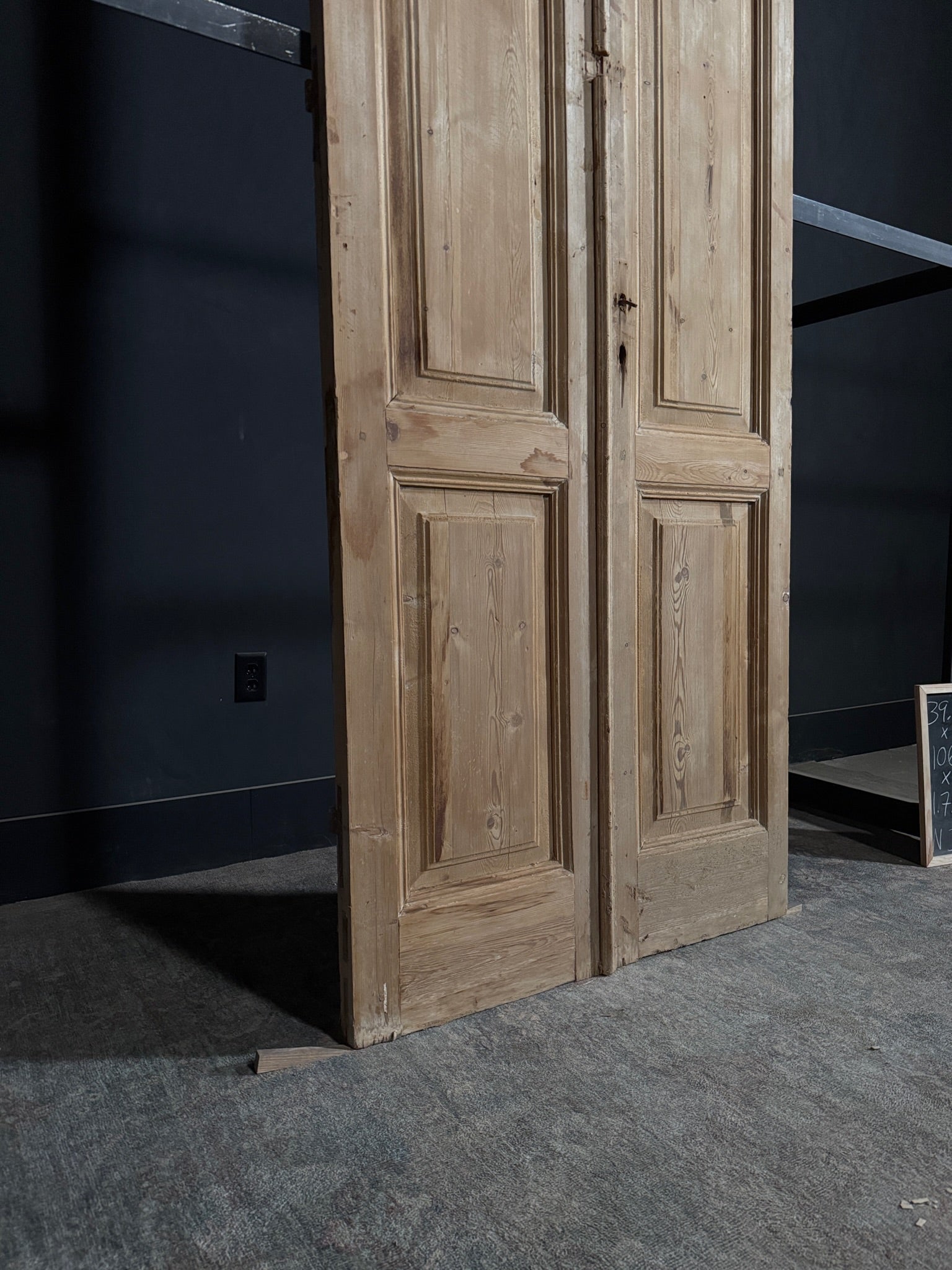 Antique 3 Panel Solid Double Doors - 39.5x106.25 - N385