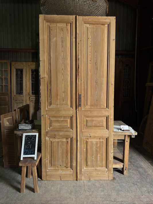 3 Panel Antique Solid French Doors - 45.25x101 J377