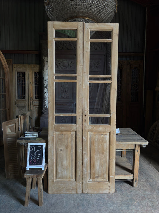 5 Lite Glass Antique French Doors - 39.5x98.5 K80