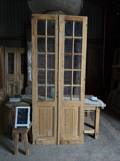 20 Lite Fluted Antique Glass French Doors - 40.5x96.5 J470