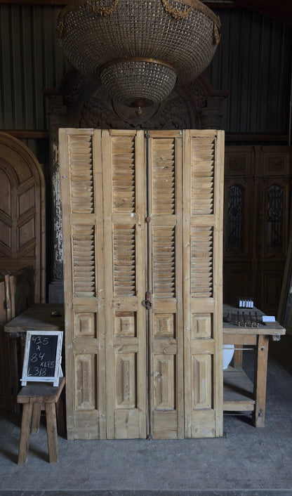 European French Antique Louvered Shutters - 43.5x84 - L318