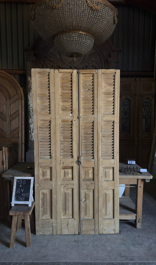 European French Antique Louvered Shutters - 43.5x84 - L318