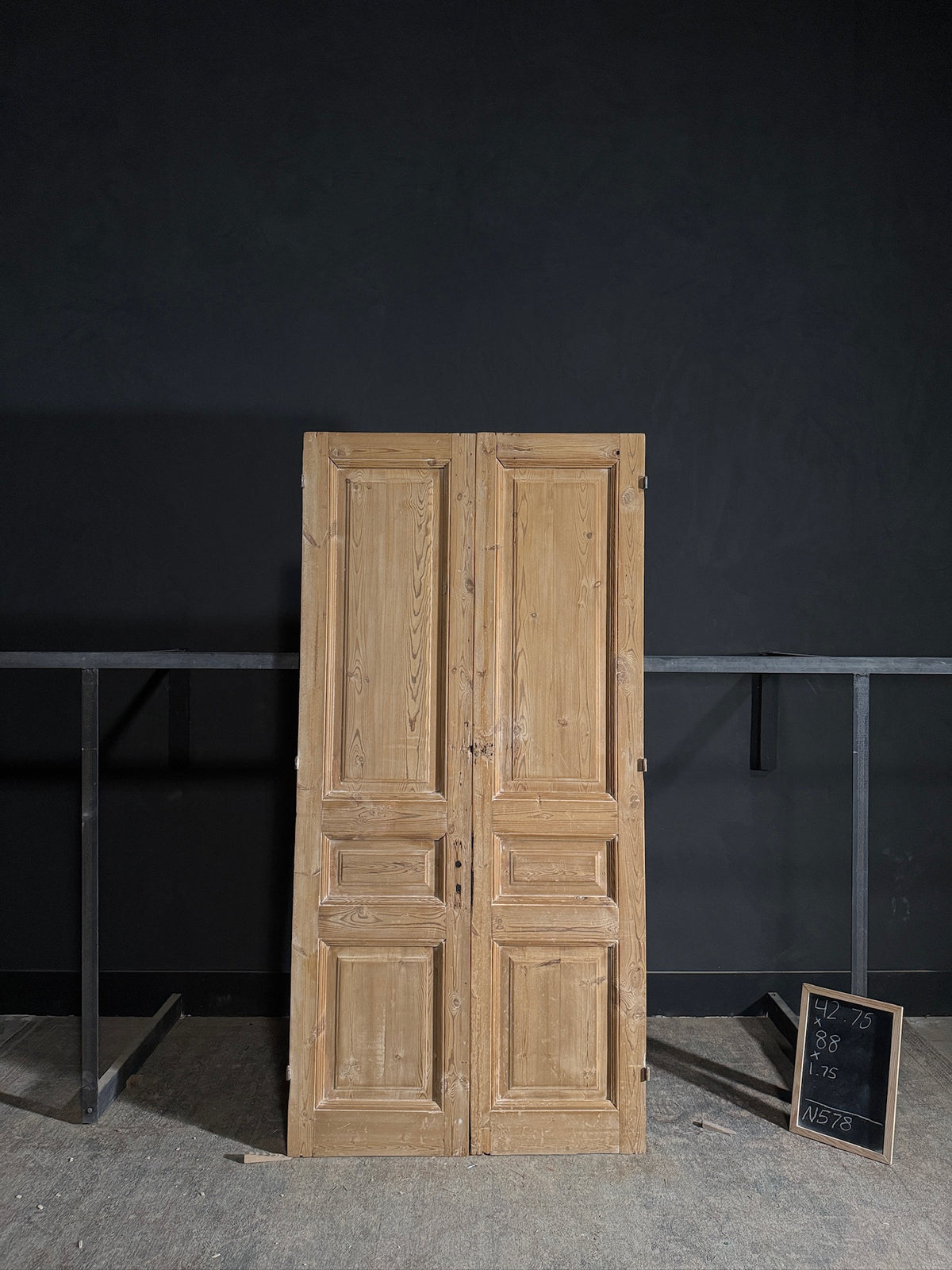 Antique 3 Panel Solid Double Doors - 42.75x88 - N578