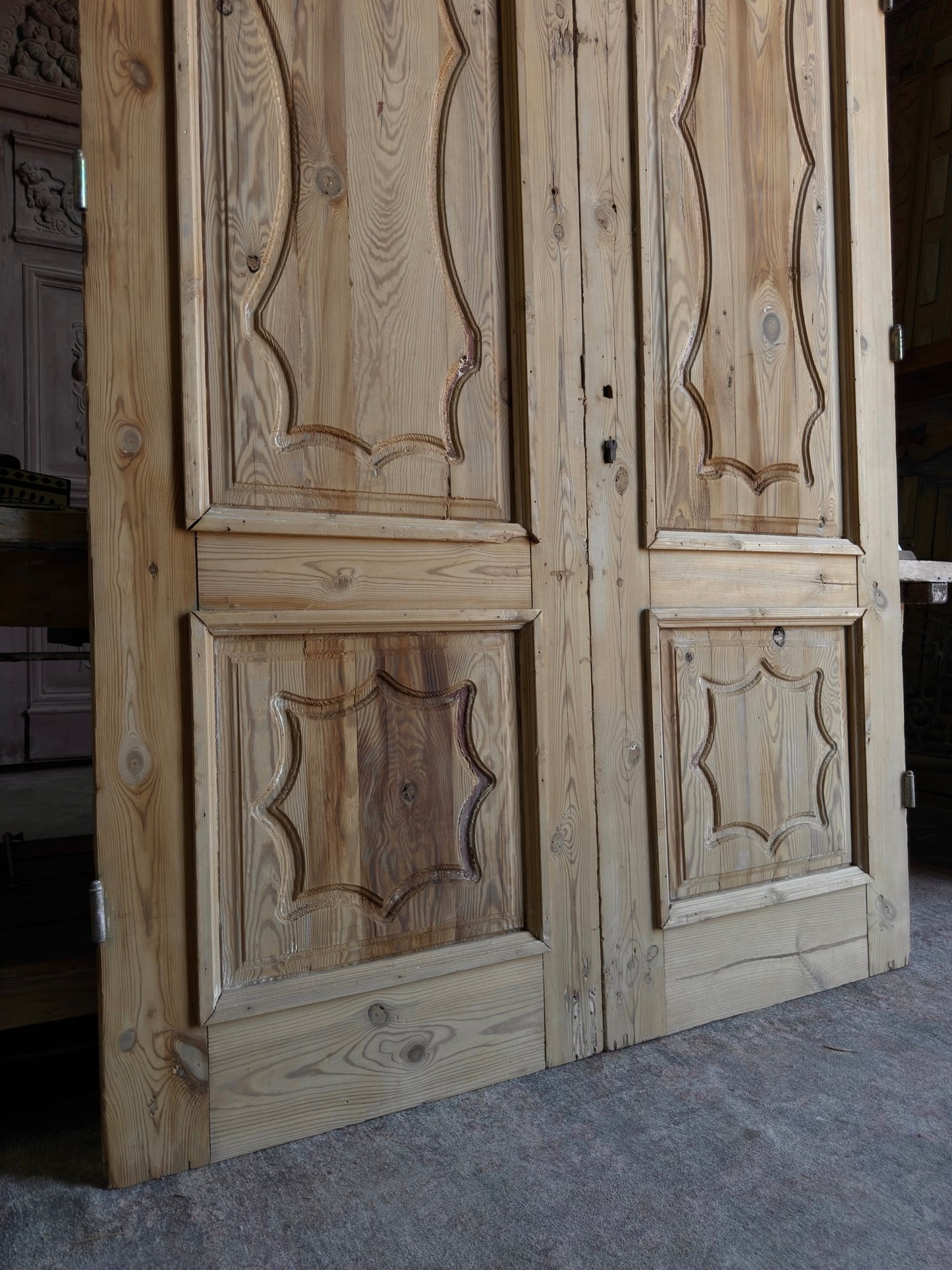 Carved Solid Antique French Doors - 56.5x91.25 J114
