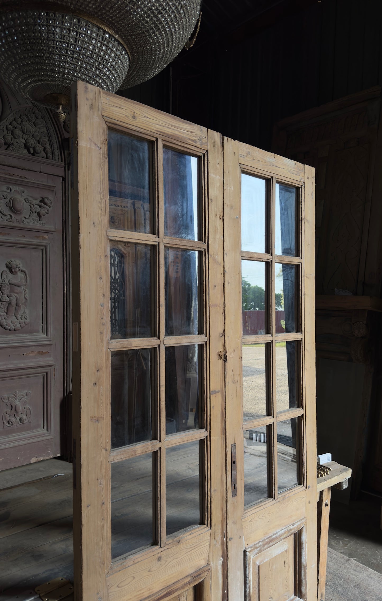Antique Glass 8 Lite French Doors - 44.5x87 - L586