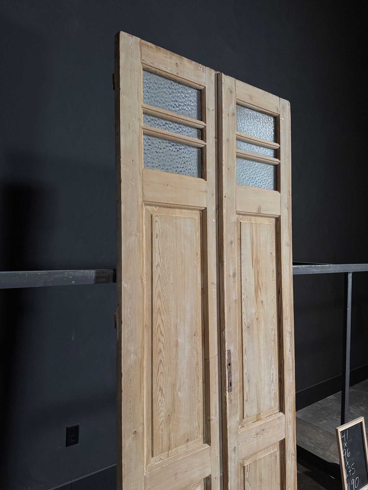 Antique Obscured Glass 3 Lite French Doors - 41x96 - N90