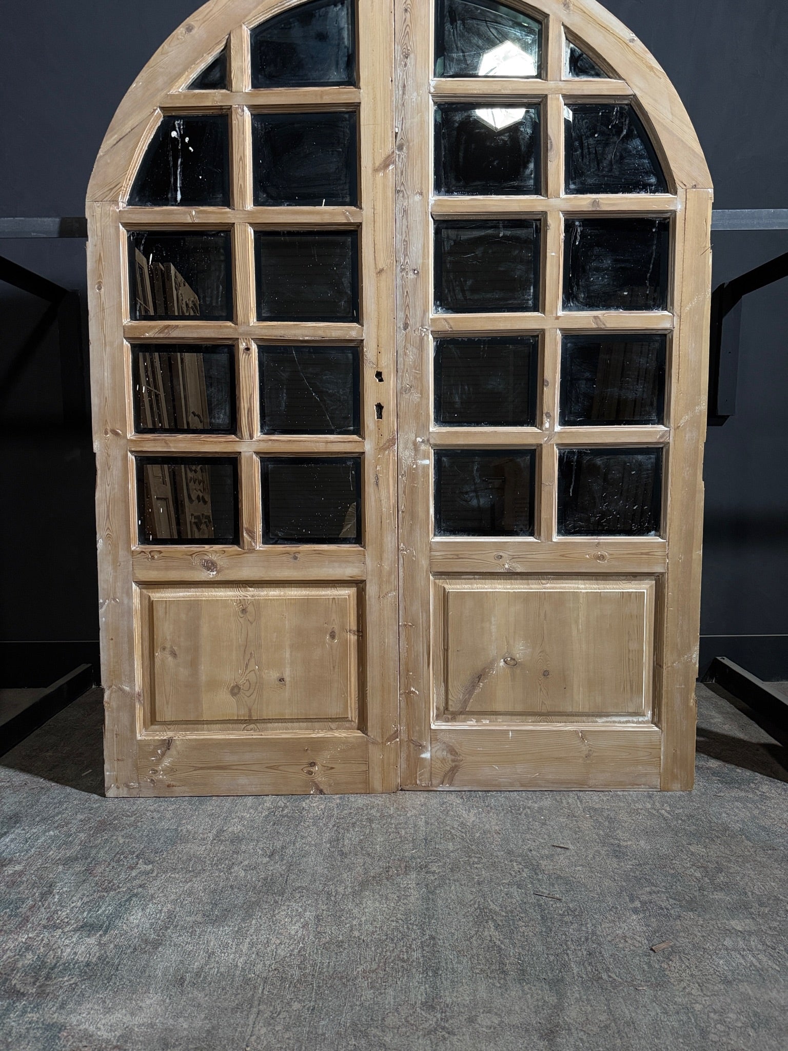 Antique Glass 10 Lite Arched French Doors - 62x85 - N245