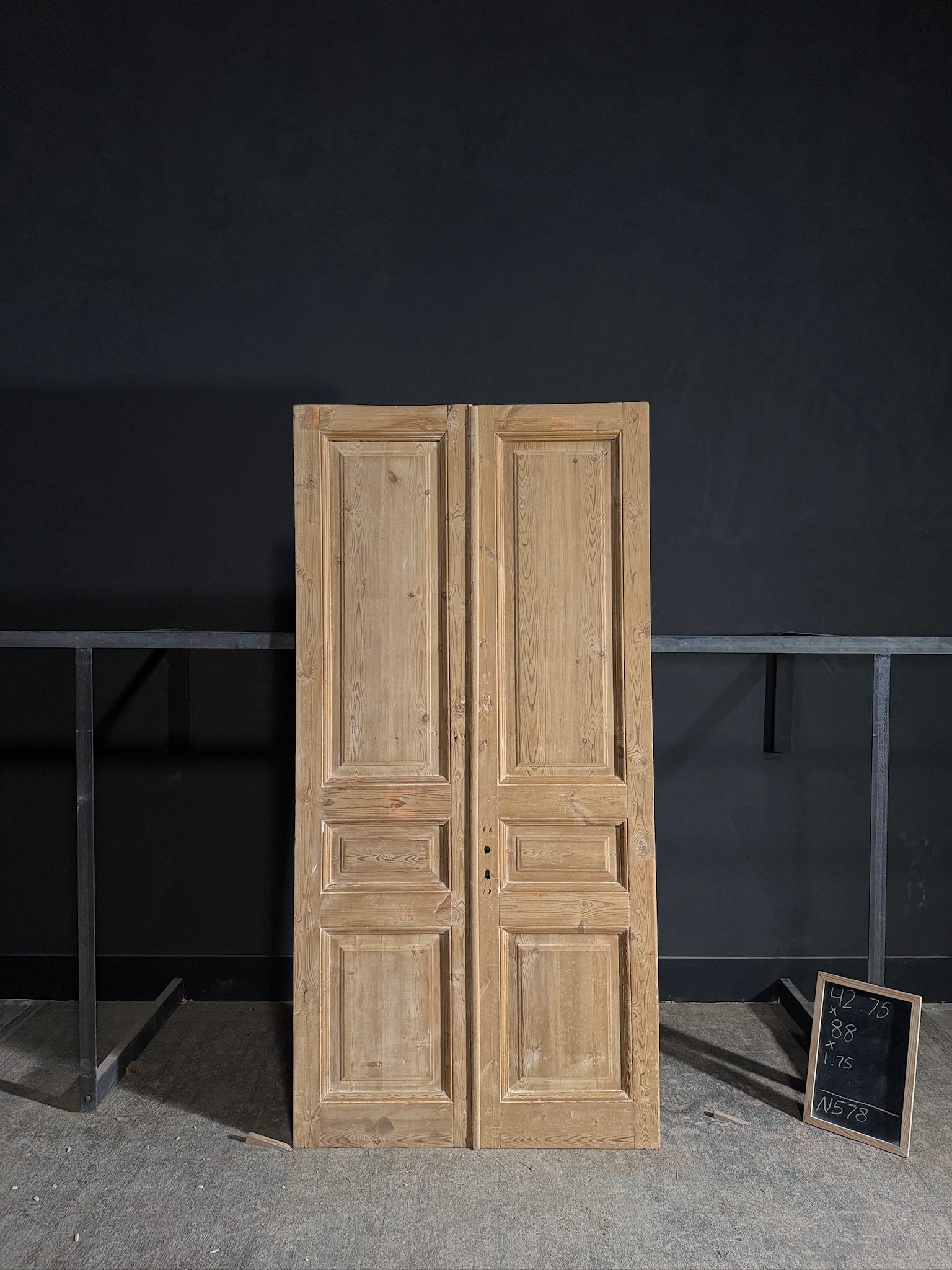 Antique 3 Panel Solid Double Doors - 42.75x88 - N578
