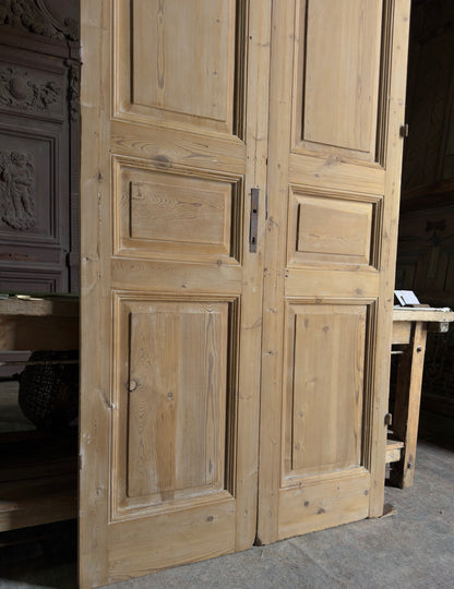 3 Panel Antique Solid French Doors - 43.75x101.5 J370