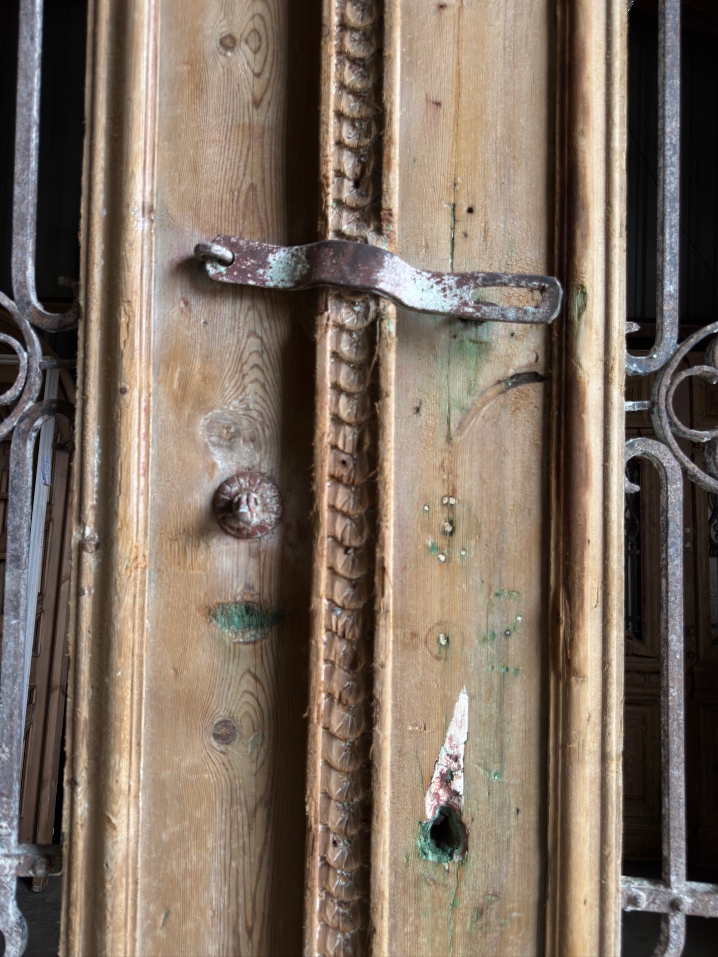 Ornate Antique Iron French Doors - 51x116 - L203