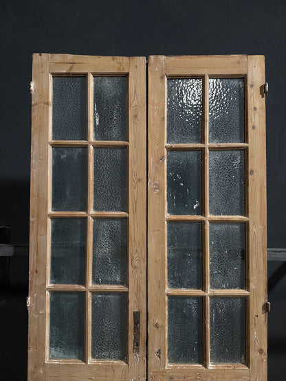 Antique Textured Glass Raised Panel French Doors - 42x95.5 - N768