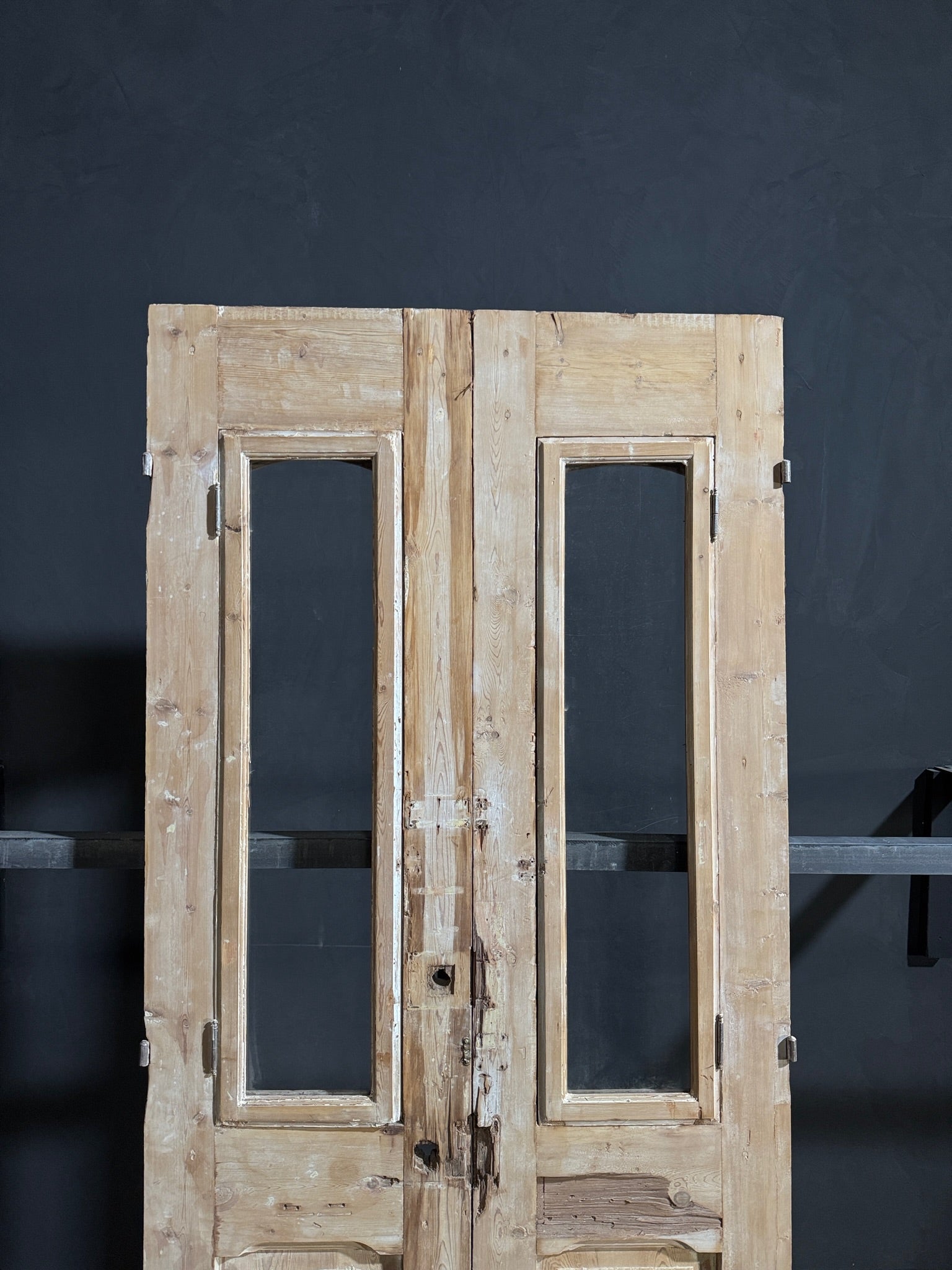 Antique Carved 1 Lite French Doors - 39.5x93.75 - N182