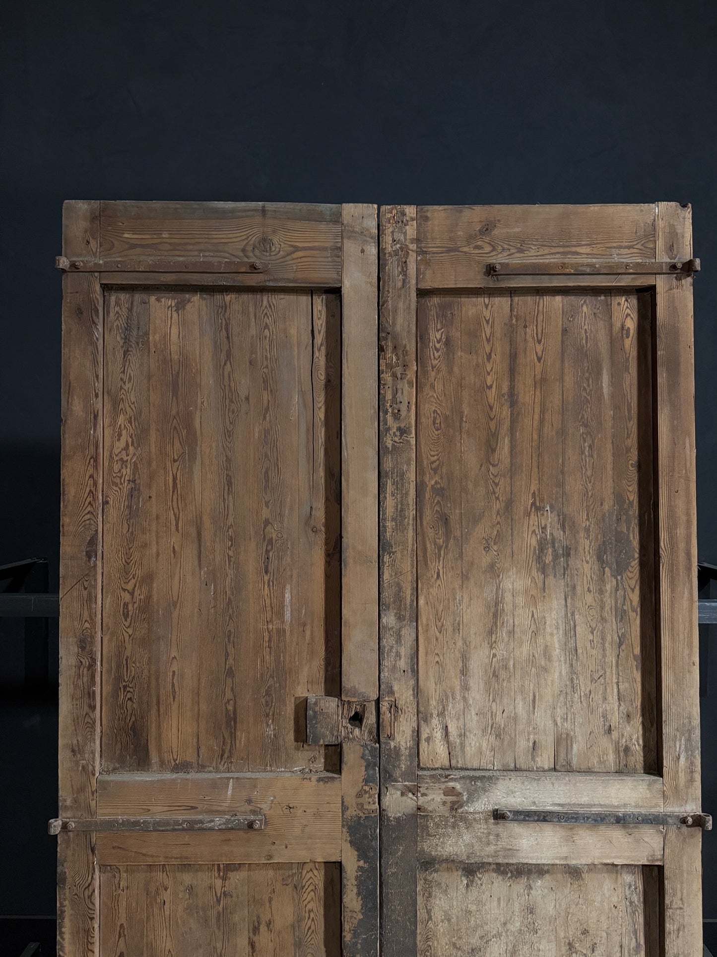 Antique Carved 3 Panel Double Doors - 58.25x97.5 - N119