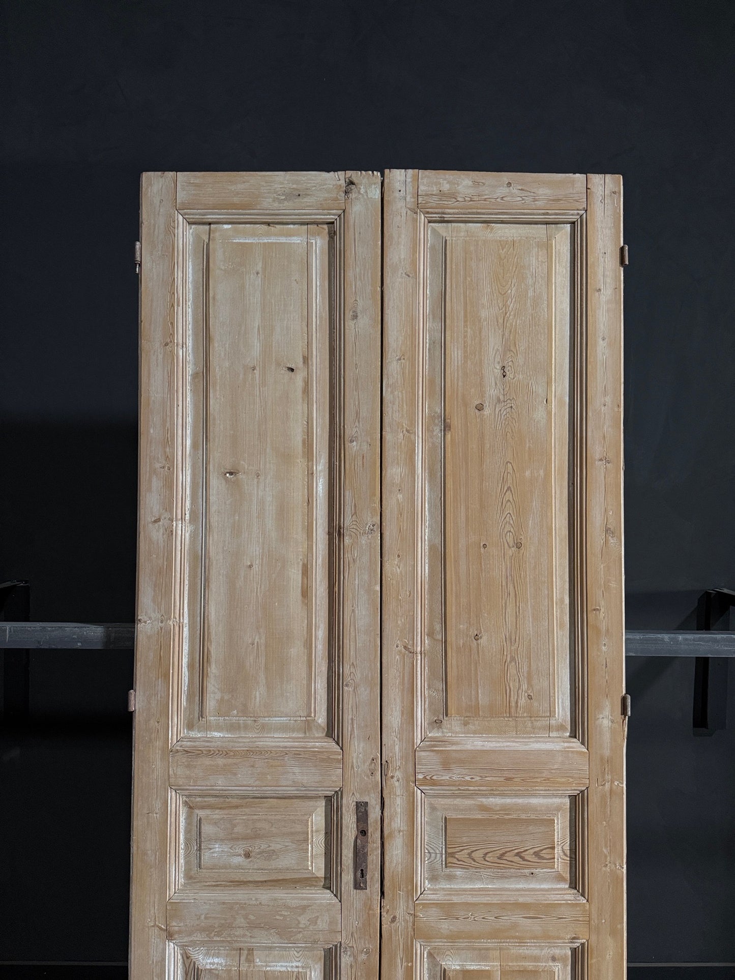 Antique Carved 3 Panel Double Doors - 43.25x101 - N115