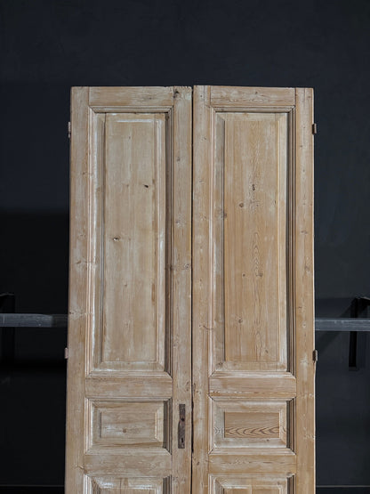 Antique Carved 3 Panel Double Doors - 43.25x101 - N115