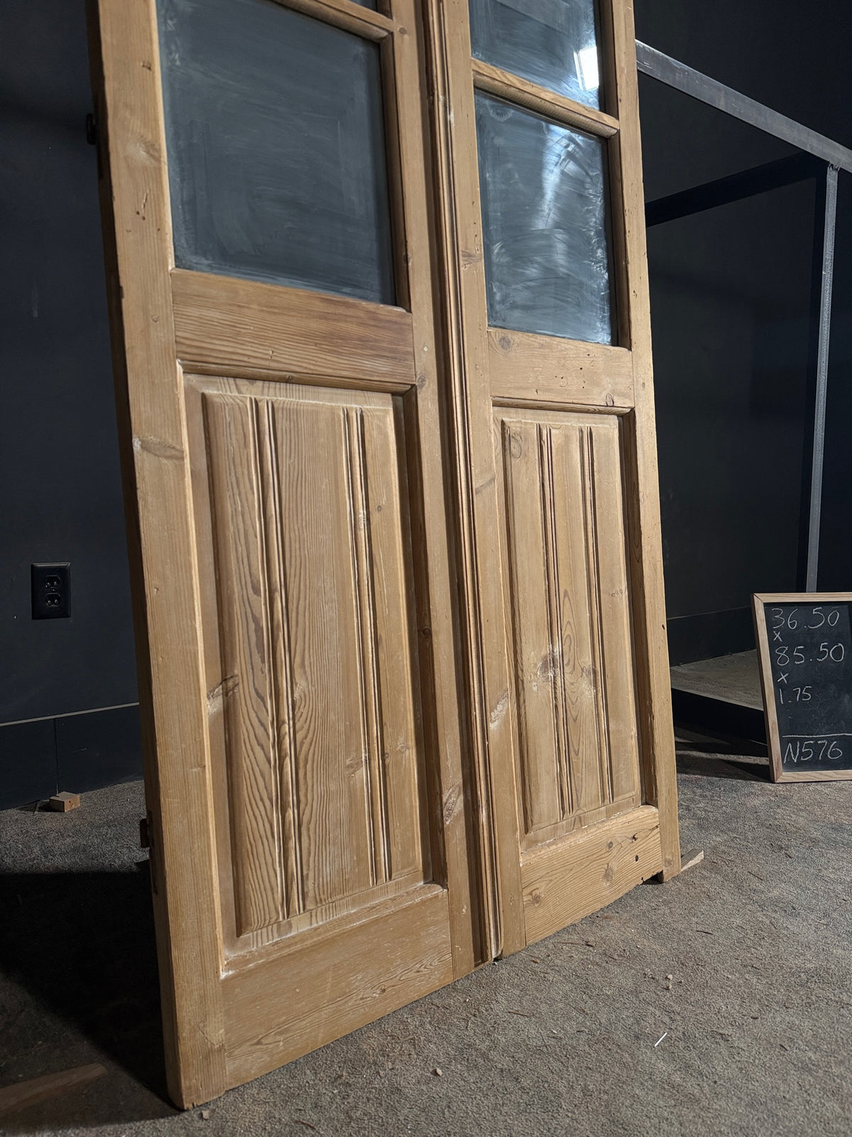 Antique Obscured Glass 3 Lite French Doors - 36.5x85.5 - N576