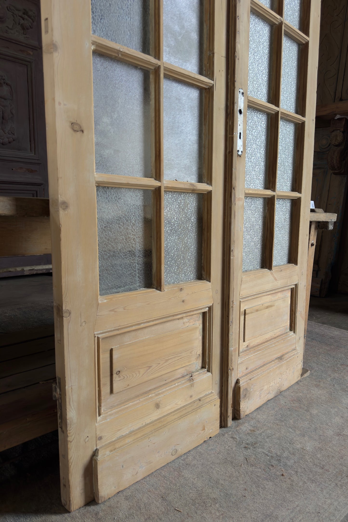12 Lite Glass Antique French Doors - 47.5x99 K483