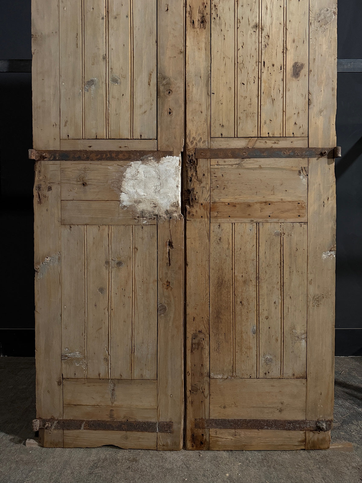 Antique Carved 3 Panel Double Doors - 45x93 - N703