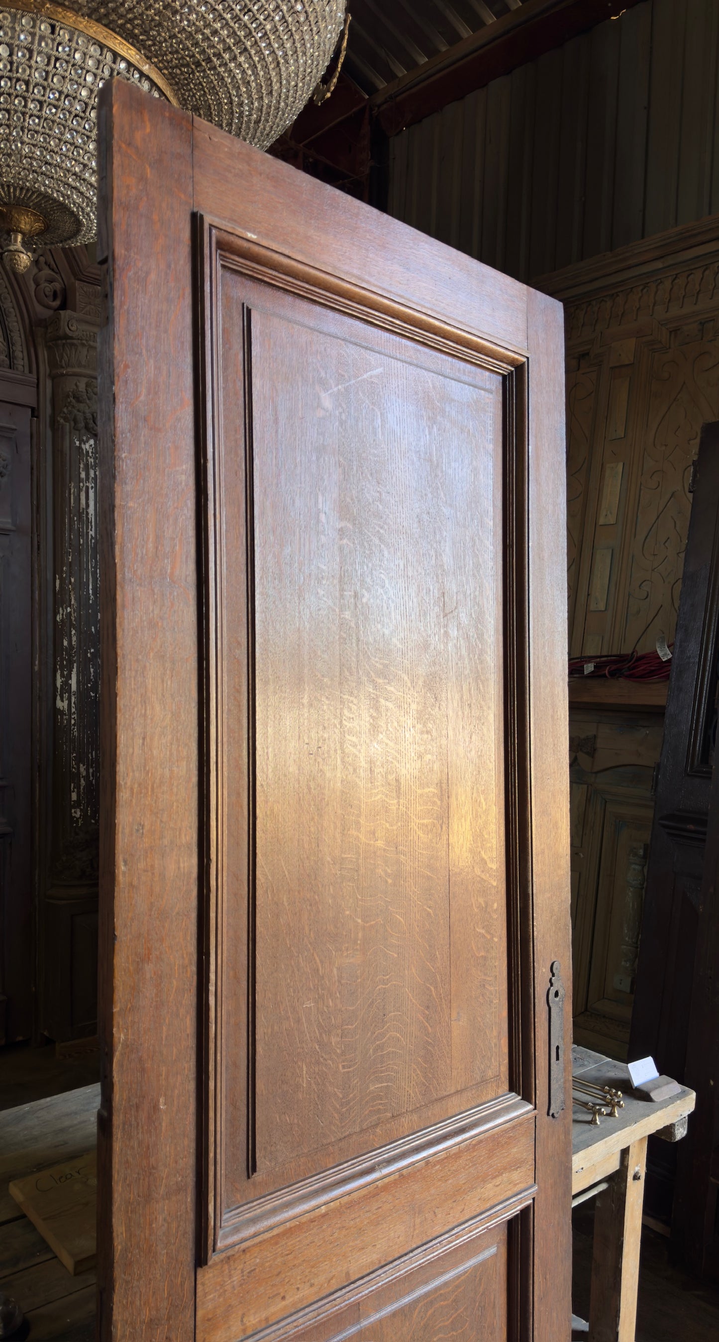 French Provincial Oak 2 Panel Antique Single Door - 35x90 - L261